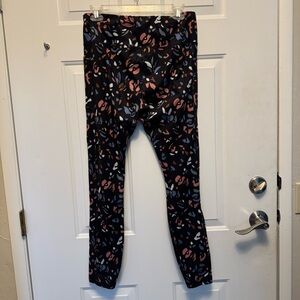 Avia Womens Leggings - Black with Pink and Blue Accents